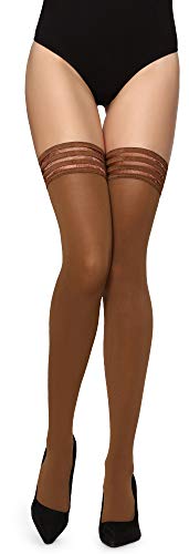 Merry Style Damen microfaser halterlose Strümpfe MS 216 (Cappucino, XS-S (32-38)) von Merry Style