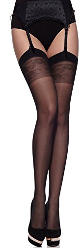 Merry Style Damen transparent Strapsstrümpfe MS 227 20 DEN (Schwarz, XS-S (32-38)) von Merry Style