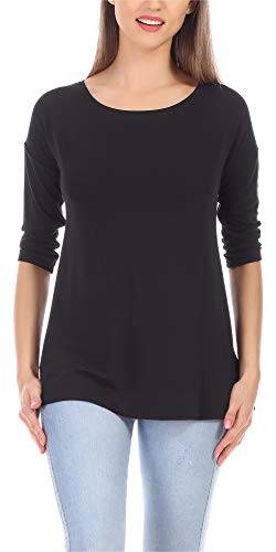 Merry Style Langes Oberteil Shirt mit Spitze MS10-318 (Schwarz, XS) von Merry Style