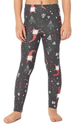 Merry Style Mädchen Lange Leggings aus Baumwolle MS10-337 (Dunkelmelange/Weihnachtsmänner, 140 cm) von Merry Style