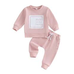 Baby Junge Mädchen MAMA'S BESTIE Bekleidungsset 2PCS Langarm Rundhalspullover Sweatshirt Hemd Elastische Taille Jogger Lange Hose Kleinkind Valentinstag Trainingsanzüge (Rosa2 , 12-18 Months ) von Mesalynch