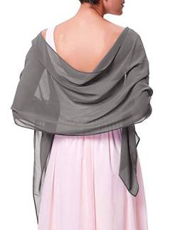 Damen-Schal aus Seide, Pashmina, für Hochzeit, Abendveranstaltung, Zeremonie, Party, 180 cm x 70 cm, grau von Mescara