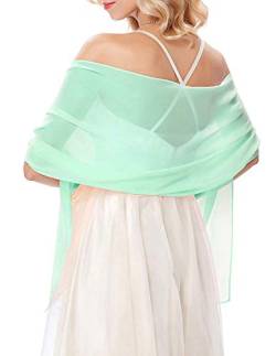Damen Stola Schal aus Seide Wrap Schal Pashmina für Hochzeit Abend Zeremonien Party 180 cm x 70 cm, grün, 180*70CM von Mescara