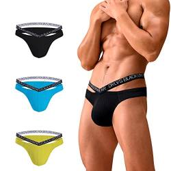 Meshal Herren Stretch Feuchtigkeitstransport Baumwolle Bikini Slip Qualität Stoff Super Weich Verhindert Scheuern Pouch Unterwäsche(3er Pack) M von Meshal