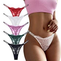 Meshal Sexy G-String Tangas für Frauen Baumwolle Höschen T-Rücken Unterhose 5 Stück,S von Meshal