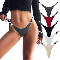 Meshal Sexy G-String Tangas für Frauen Baumwolle Höschen T-Rücken Unterhose 5 Stück Hipster, 5er-Pack, M von Meshal