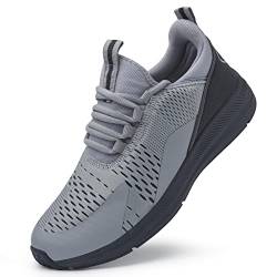 Mesing Sportschuhe Turnschuhe Leichte Atmungsaktiv Hallenschuhe Laufschuhe rutschfeste Mesh Fitness Sneaker für Herren Damen XZ471-LightGrey-EU43 von Mesing