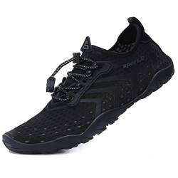 Mesing Wasserschuhe Barfußschuhe Schnell Trocknend Badeschuhe Schwimmschuhe Leicht rutschfest Strandschuhe Aquaschuhe für Herren Damen SUX99618-Black-EU37 von Mesing