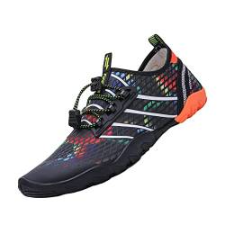 Mesing Wasserschuhe Barfußschuhe Schnell Trocknend Badeschuhe Schwimmschuhe Leicht rutschfest Strandschuhe Aquaschuhe für Herren Damen SUX99621-Black-Orange-37EU von Mesing