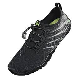 Mesing Wasserschuhe Barfußschuhe Schnell Trocknend Badeschuhe Schwimmschuhe Leicht rutschfest Strandschuhe Aquaschuhe für Herren Damen SUX99622-Black-Green-EU36 von Mesing