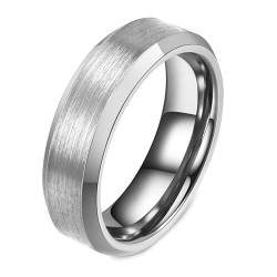Biker Ringe Herren, Wolframcarbid Mattes Versprechen Ehering für Männer Frauen Silber Silber-6mm, Größe 60 (19.1) von Mesnt