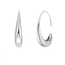 Creolen Damen Silber, Tropfenförmige C-Ohrringe poliert, Silber von Mesnt