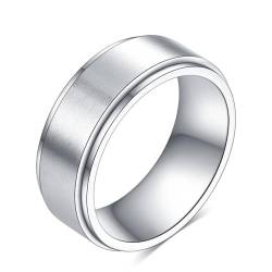Edelstahl Ringe Damen, Klassischer 8MM mattierter Spinner Ehering aus 316L Edelstahl für Männer Frauen Silber, Größe 65 (20.7) von Mesnt