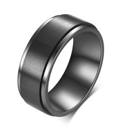 Fidget Ring, Edelstahl Klassischer 8MM mattierter Spinner Ehering für Männer Frauen Schwarz, Größe 57 (18.1) von Mesnt