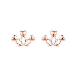 Frauen Ohrringe, Damen 18K Roségold Kronen-Ohrstecker mit kleinem Diamant von Mesnt