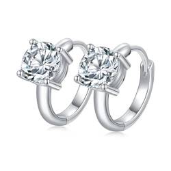 Frauen Ohrringe, Damen Sterling Silber Runde Creolen mit rundem Moissanit 1ct von Mesnt