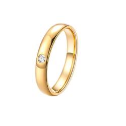 Goldring Herren 18 Karat, Männer 18K Gelbgold Comfort Fit Polierter Ehering mit Einzeldiamant (Größe Anpassen) von Mesnt