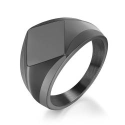 Herren Ring Edelstahl, Geometrischer Rhombus Glatter Mode Ring 18MM aus Chirurgenstahl für Männer Schwarz, Größe 54 (17.2) von Mesnt