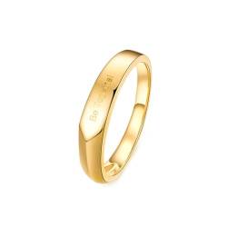 Herren Ringe, Männer 18K Gelbgold Pfeilförmiger Ehering mit der Gravur "Be Together" (Größe Anpassen) von Mesnt