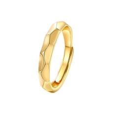 Herren Ringe, Männer 18K Gelbgold Polierter Versprechens-Ehering mit geometrischem Muster (Größe Anpassen) von Mesnt