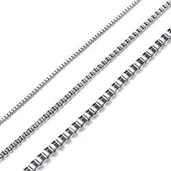 Ketten Edelstahl Für Männer, Edelstahl-Silber-Box-Ketten-Ketten-Halsketten für Männer, Silber-2mm breit Länge 50+5cm von Mesnt