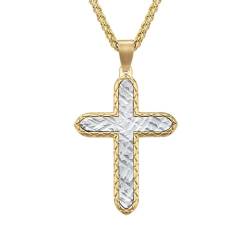 Ketten Für Männer Kreuz, Texturierter Kreuz-Anhänger Halskette aus Edelstahl für Männer Gold Silber von Mesnt