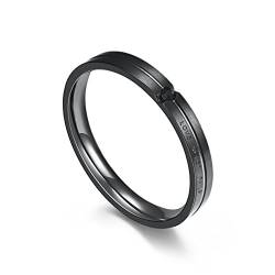 Mesnt Damen Edelstahl Ringe, Schwarz Edelstahl Ringe 4MM Band mit Zirkonia Verlobungsring Frau, Damen Größe 52 (16.6) von Mesnt