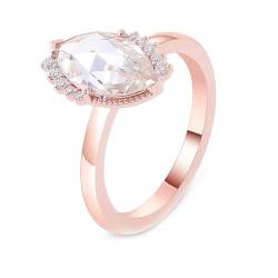 Mesnt Damen Ringe, Frauen 14K Roségold Eleganter Ehering mit Marquise-Moissanit 2ct (Größe Anpassen) von Mesnt
