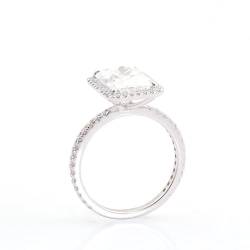 Mesnt Damen Ringe, Frauen 14K Weißgold Rechteckiger Moissanit-Verlobungs-Ehering (Größe Anpassen) von Mesnt