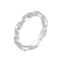 Mesnt Damen Ringe, Frauen 9K Weißgold Ringeinlage mit Infinity-Muster und Moissanit (Größe Anpassen) von Mesnt