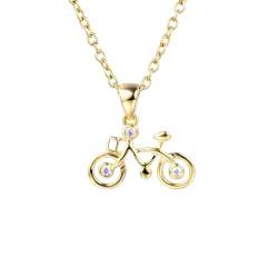 Mesnt Diamant Halskette Damen, Frauen 18K Gelbgold Fahrradanhänger mit kleinem Diamant von Mesnt