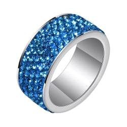 Mesnt Edelstahl Ring Herren, Voller kubischer Zirkonia eingebettetes Versprechen Verlobungsring 8MM aus Edelstahl für Herren Damen Silber Blau, Größe 53 (16.9) von Mesnt