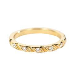 Mesnt Goldener Ring Damen, Frauen 18K Gelbgold Ring mit Twill-Rillen und Moissanit (Größe Anpassen) von Mesnt