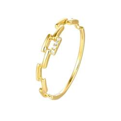 Mesnt Goldring Damen, Frauen 18K Gelbgold Geometrischer Ring mit Diamant (Größe Anpassen) von Mesnt