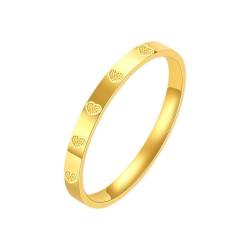 Mesnt Goldring Damen 750 Echtgold, Frauen 18K Gelbgold Zarter Ring mit Herzmuster (Größe Anpassen) von Mesnt