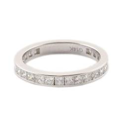Mesnt Hochzeit Ringe, Damen 14K Weißgold Ehering-Verlobungsring mit Moissanit-Inlay (Größe Anpassen) von Mesnt