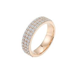Mesnt Hochzeit Ringe, Damen 9K Gelbgold Ehering mit 3 Reihen Moissanit (Größe Anpassen) von Mesnt