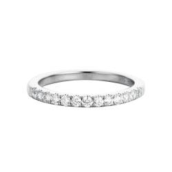 Mesnt Hochzeit Ringe, Damen 9K Weißgold Moissanit-Versprechensring mit halber Ewigkeit (Größe Anpassen) von Mesnt