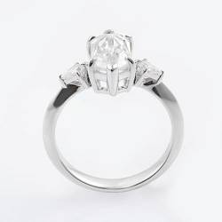Mesnt Hochzeit Ringe, Damen 9K Weißgold Versprechensring mit sechseckigem Moissanit (Größe Anpassen) von Mesnt