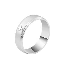 Mesnt Hochzeit Ringe, Herren 14K Weißgold Schlichter Ehering mit Kreuzmuster (Größe Anpassen) von Mesnt