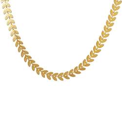 Mesnt Kette Gold Damen, Edelstahl Blatt Kette Halskette für Frauen, Länge 40CM von Mesnt