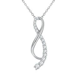 Mesnt Kette mit Anhänger Silber 925 Damen, Frauen 925 Sterling Silber Infinity-Anhänger-Halskette mit Moissanit von Mesnt