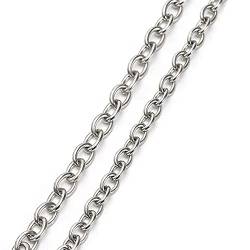 Mesnt Ketten Für Herren, Kette Damen Lang, Kette Ohne Anhänger, Edelstahl-Roloketten-Halskette, 3mm Kette Silber 45cm von Mesnt