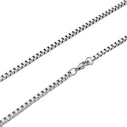 Mesnt Ketten Für Herren, Lange Ketten Damen Modeschmuck, Kette Ohne Anhänger Edelstahl, Halskette mit Kastenkette aus Edelstahl, 2mm Kette Silber 60cm von Mesnt