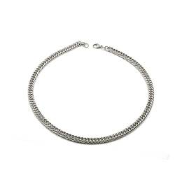 Mesnt Ketten Für Herren Silber, Halskette Damen Silber, Kette Edelstahl Ohne Anhänger, Doppelte Panzerkette aus Edelstahl, 4mm Kette Silber 45cm von Mesnt