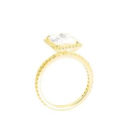 Mesnt Ring Damen Gold, Frauen 9K Gelbgold Rechteckiger Moissanit-Verlobungs-Ehering (Größe Anpassen) von Mesnt