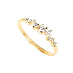 Mesnt Ring Gold Damen, Frauen 18K Gelbgold Dünner Versprechensring mit Diamanteinlage (Größe Anpassen) von Mesnt