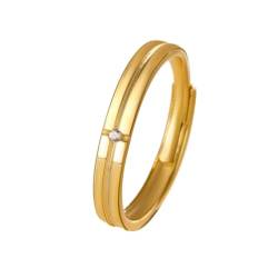 Mesnt Ring Gold Damen, Frauen 18K Gelbgold Ehering, Verlobungsring, Kreuzrille mit Diamant (Größe Anpassen) von Mesnt