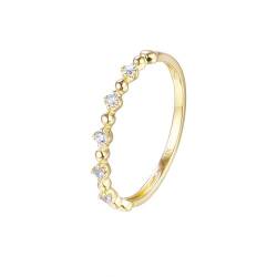 Mesnt Ring Gold mit Stein, Damen 18K Gelbgold Dünner Ring mit Diamant (Größe Anpassen) von Mesnt