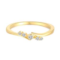 Mesnt Ring Gold mit Stein, Damen 18K Gelbgold Dünner Versprechens-Ehering mit Diamant (Größe Anpassen) von Mesnt